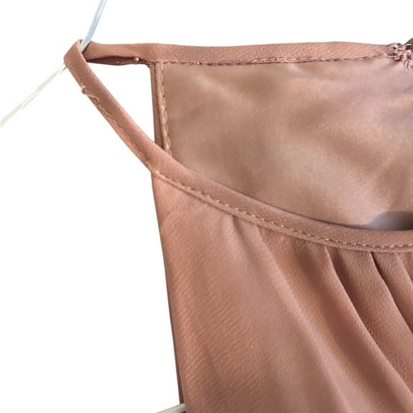 Azazie “Bonnie” chiffon A-line bridesmaid long dress, S halter neckline ruched - Picture 15 of 15